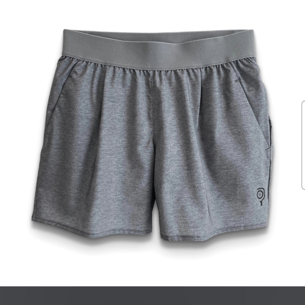 Baddle Women’s 5” Stretch Woven Pickleball Short Medium Heather shadow Grey